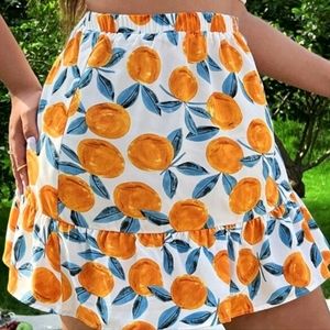 Peach Print Short Skirt